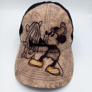 Disney Parks Mickey‎ Mouse Hat Cap Strap Back Steamboat Willie Trucker Mesh Mens